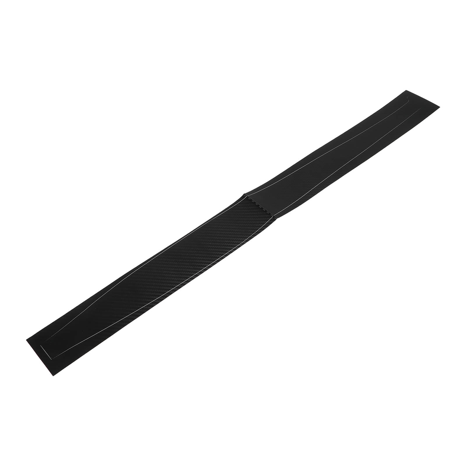 Ein schwarzer Carbonfaserstreifen mit weißem, segmentiertem Träger. Der Streifen ist abgewinkelt.