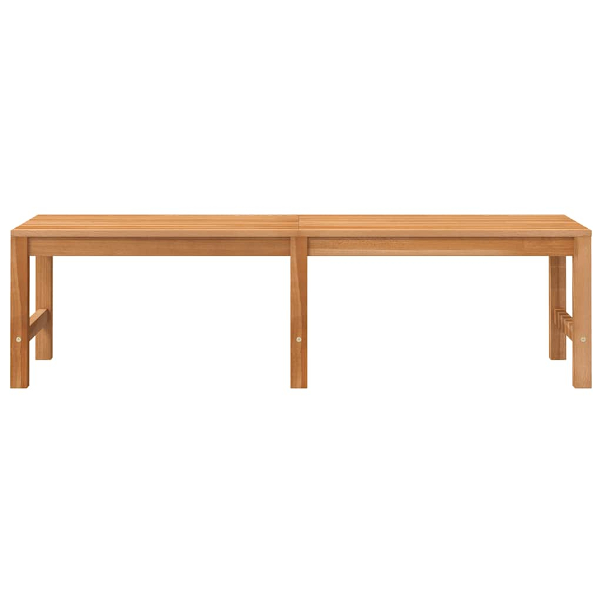 Lange Holzbank, hellbraun. Klares Design.