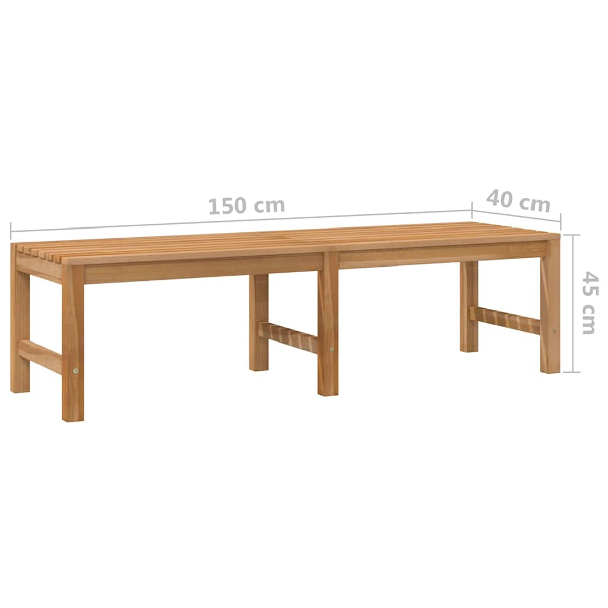 Holzbank mit den Maßen: 150x40x45cm.