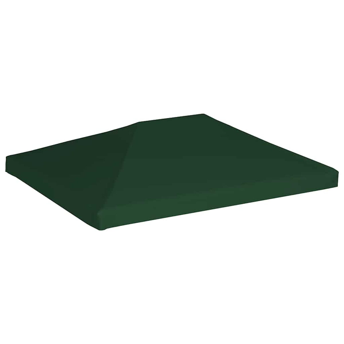 Una tettoia verde scuro, di forma quadrata, con la parte superiore piatta, vista da un'angolazione bassa.