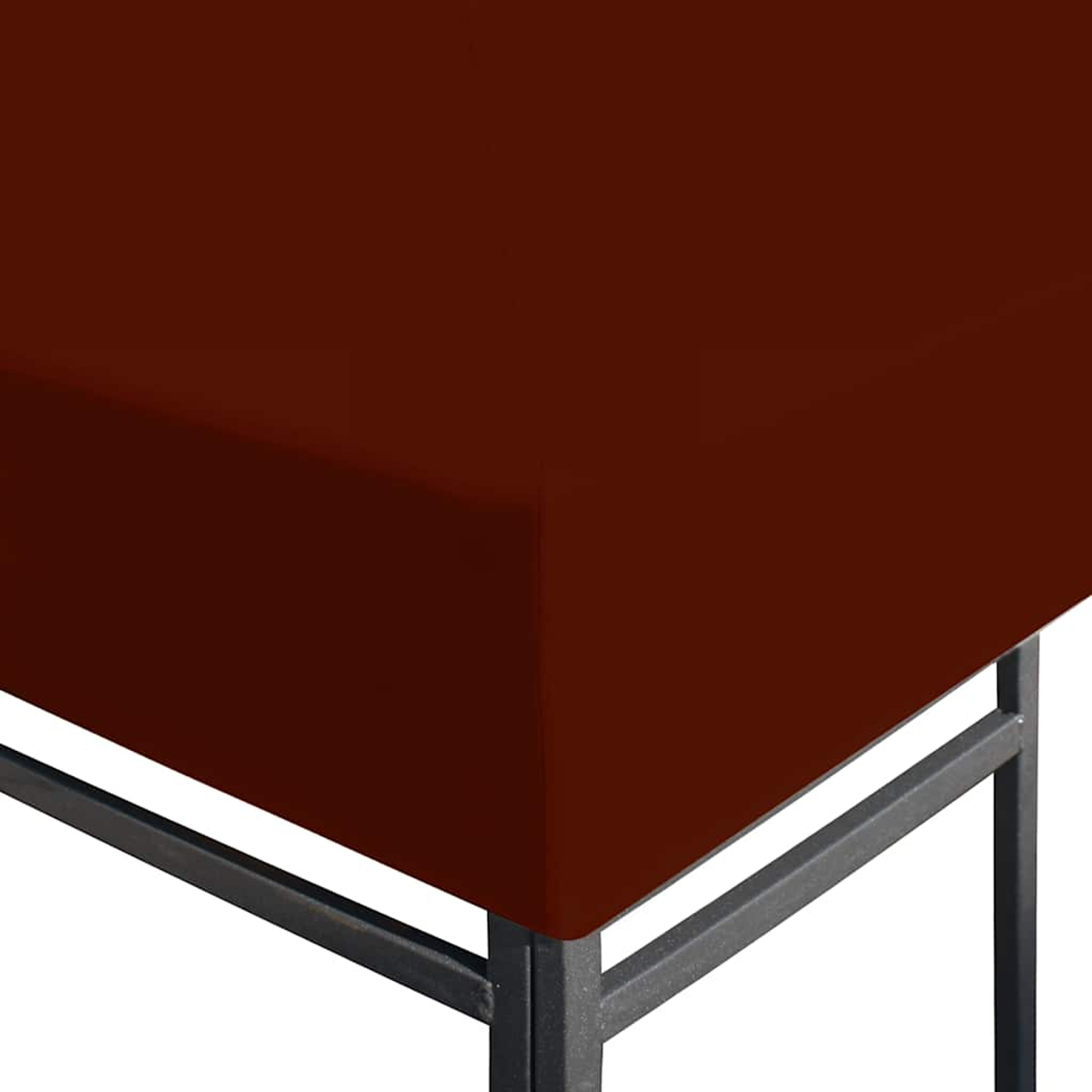 Primo piano di una superficie marrone, forse un piano del tavolo, con un telaio in metallo.