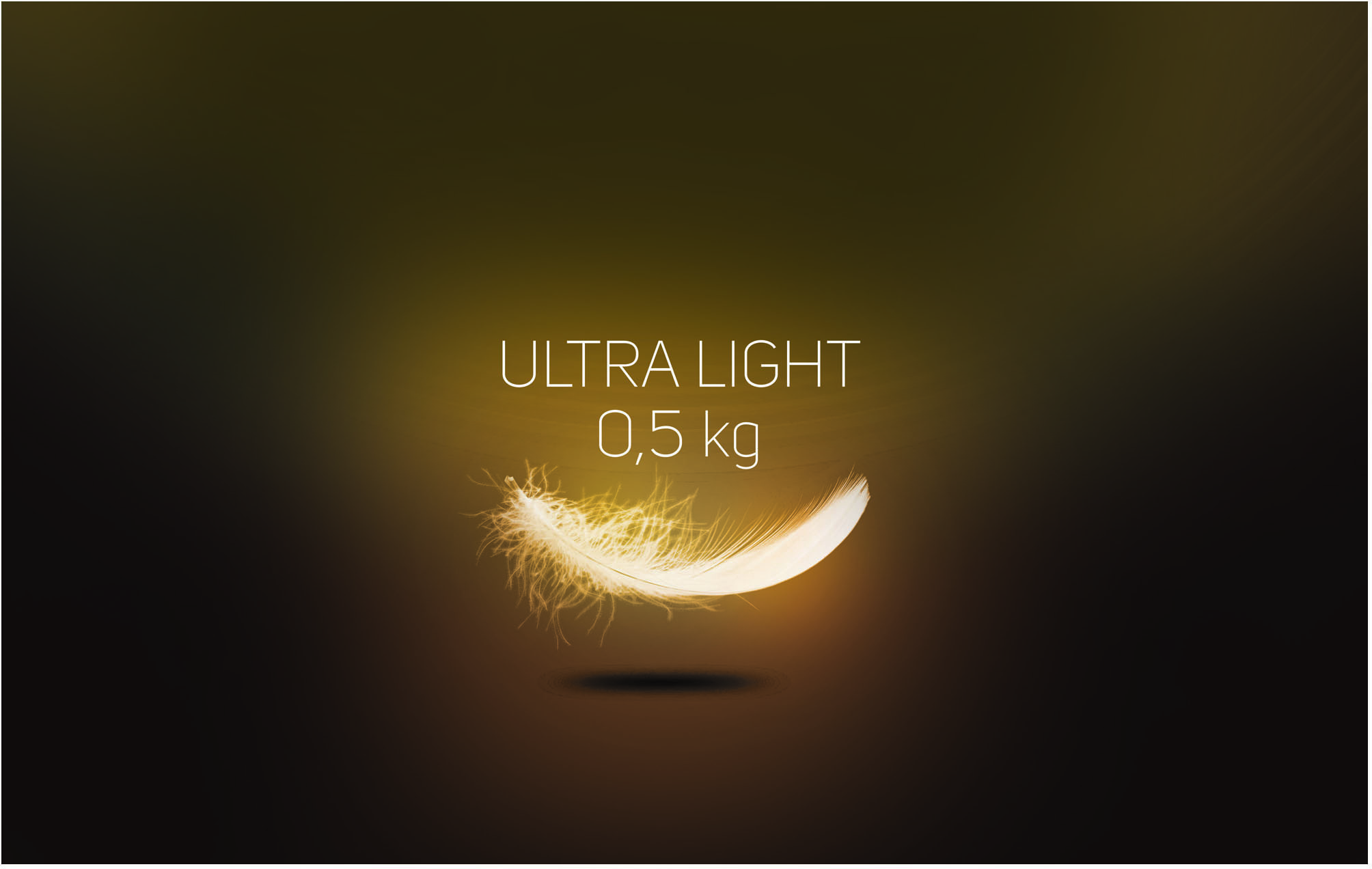 Eine weiße Feder mit den Worten ULTRA LIGHT 0,5 kg.