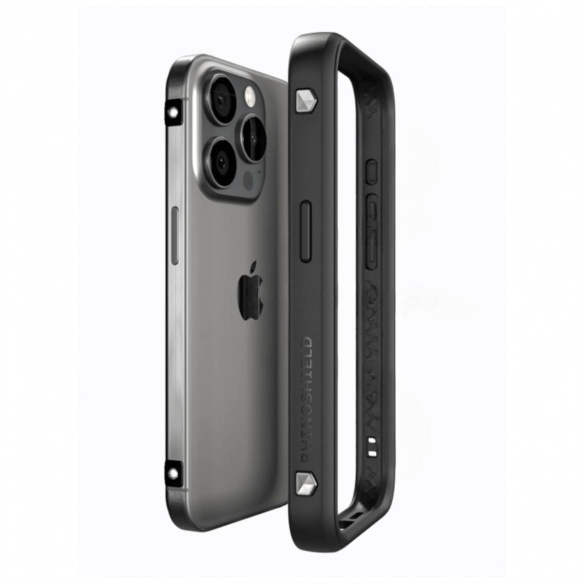 Téléphone avec un étui noir, avec une caméra et un côté ouvert.