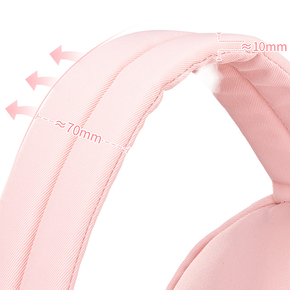 Nahaufnahme eines rosa Rucksackriemens. Pfeile zeigen die Maße an: 70 mm und 10 mm.