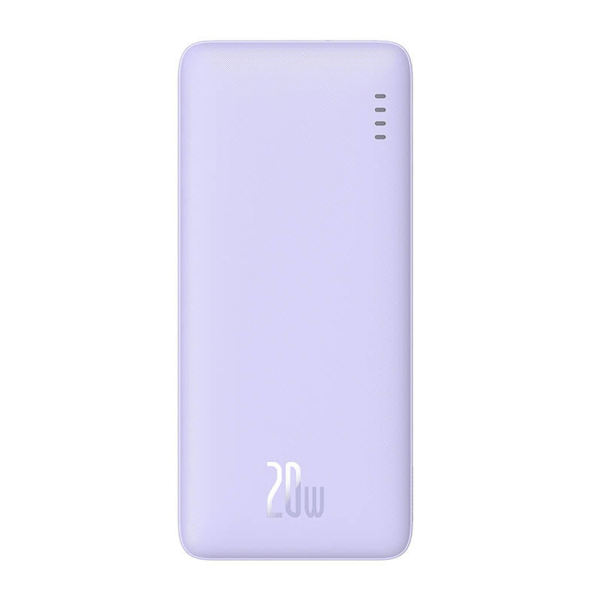 Jasnofioletowy power bank z nadrukiem 20w.
