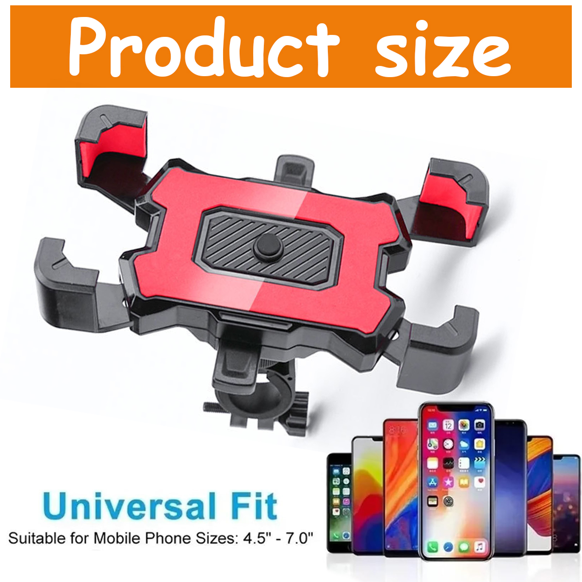 Rote und schwarze Universal-Handyhalterung für Fahrräder, passend für 4,5"-7"-Handys.