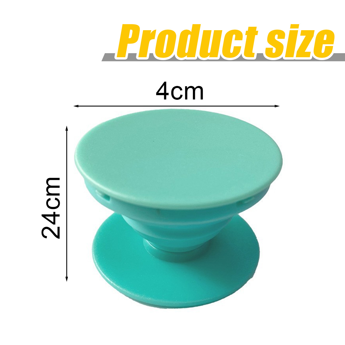 Ein grüner Pop-Socket mit den Maßen 4 cm x 24 cm wird auf weißem Hintergrund angezeigt.