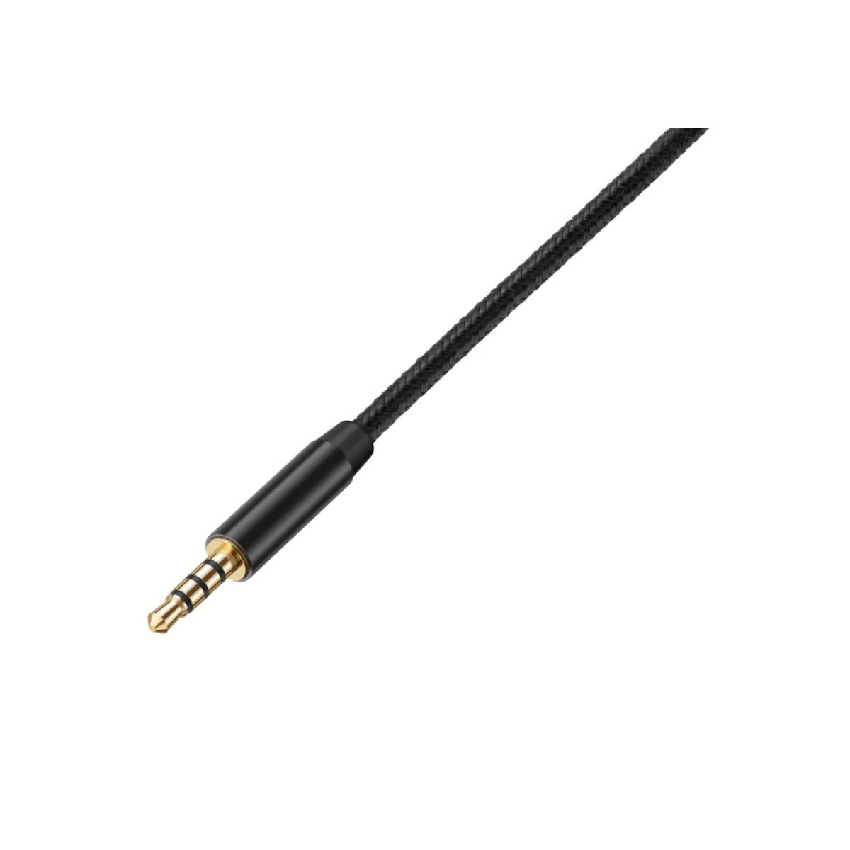 Cavo audio nero con connettore dorato, connettore da 3,5mm.