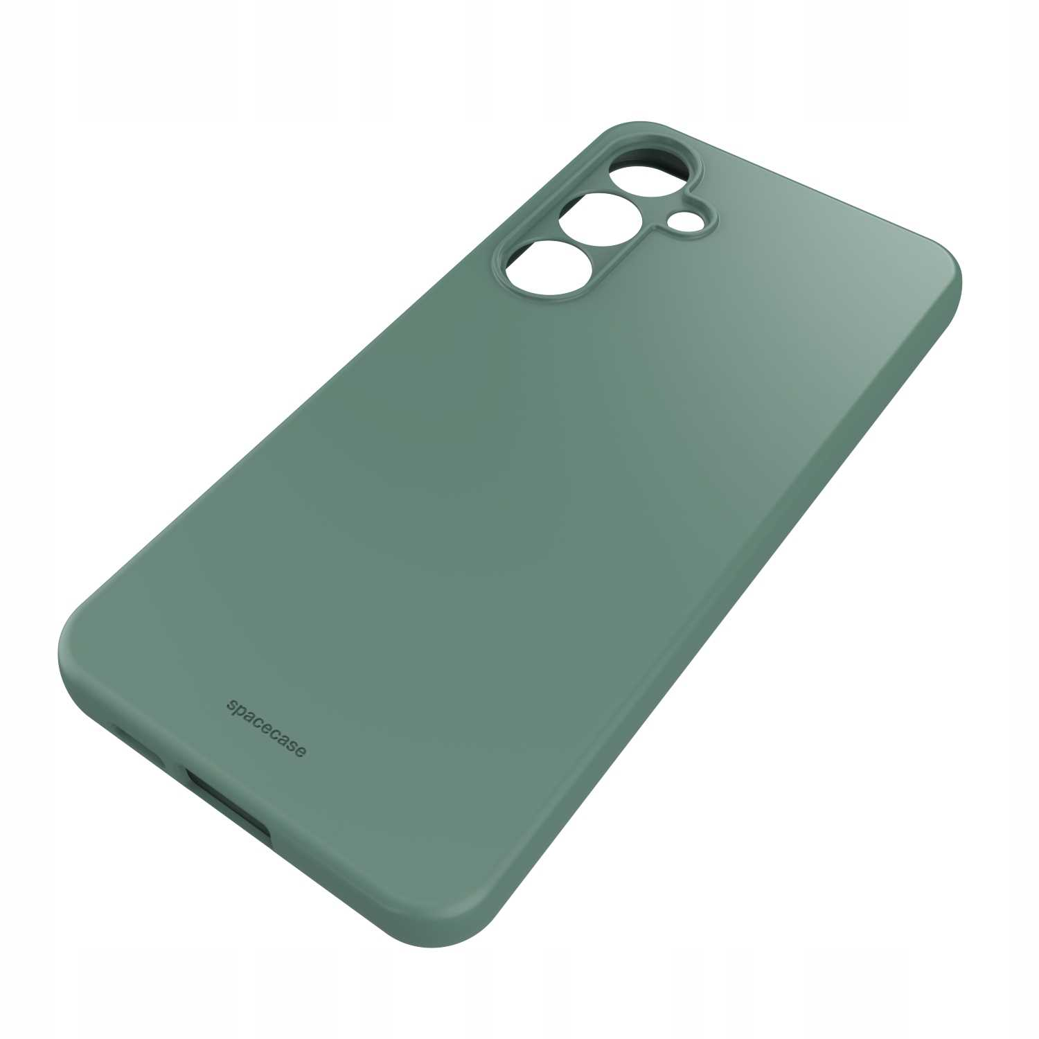 Zielone etui na telefon na białym tle.