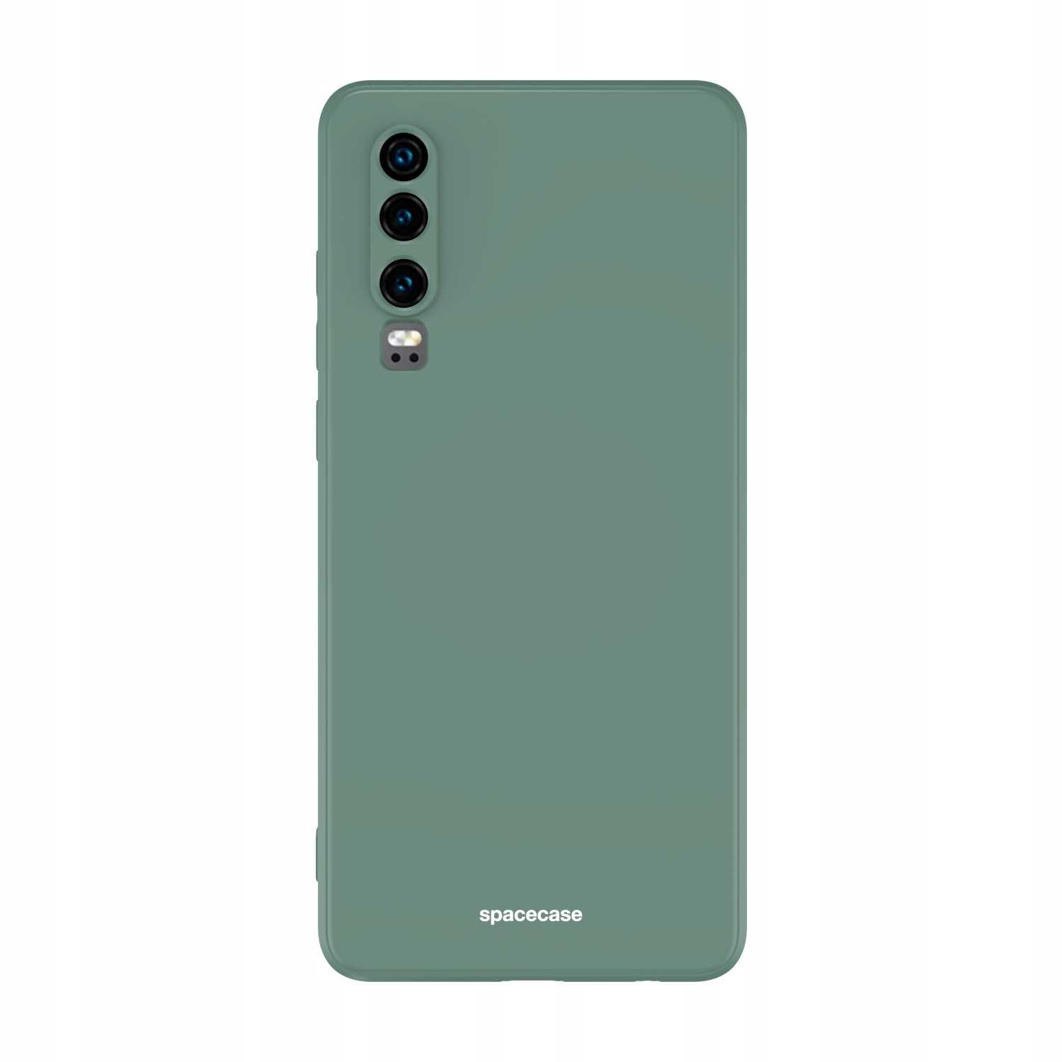 Zielone etui na telefon z trzema obiektywami aparatu i nazwą marki. Etui jest do telefonu.