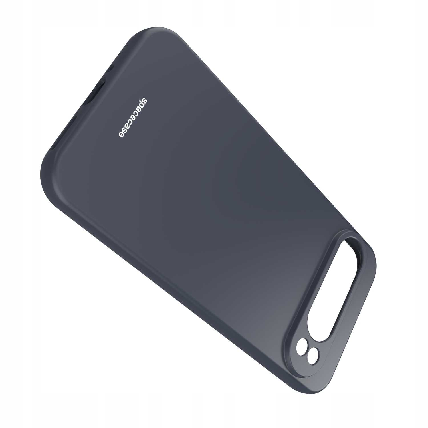 Niebieskie etui na telefon z napisem 'spacecase' na białym tle.