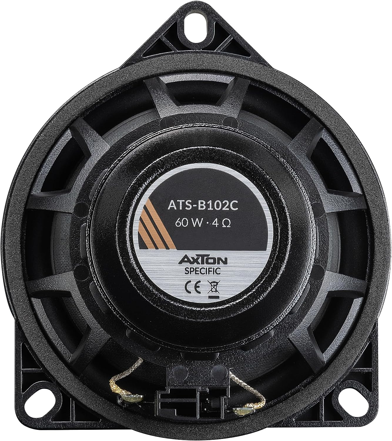 Ein schwarzer Lautsprecher mit dem Text ATS-B102C, 60 W - 4 Ω.