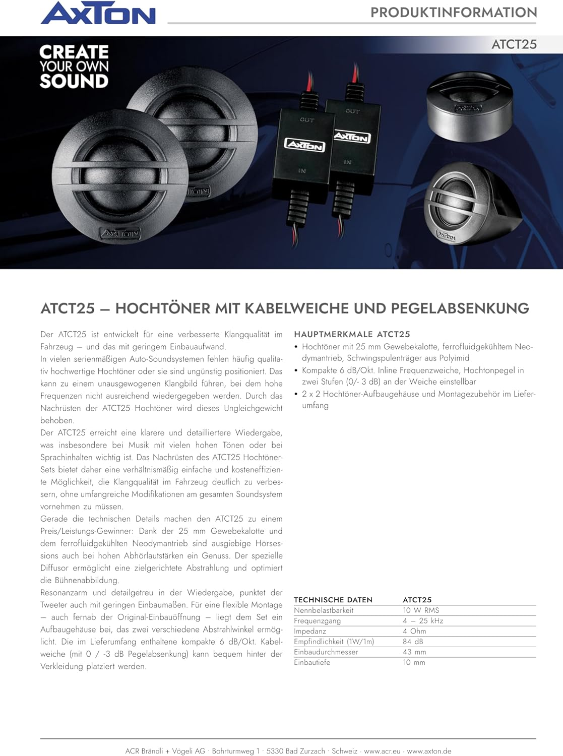 Eine Magazinseite mit dem Text ATCT25 - HÖCHTTÖNER.