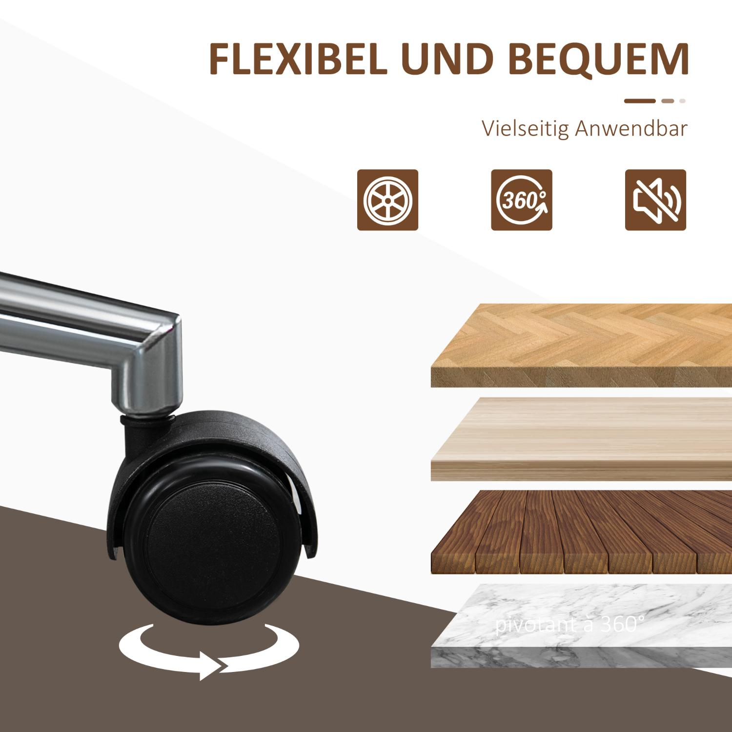 Nahaufnahme eines Stuhlrads mit 360-Grad-Drehsymbol, zeigt Materialschichten.
