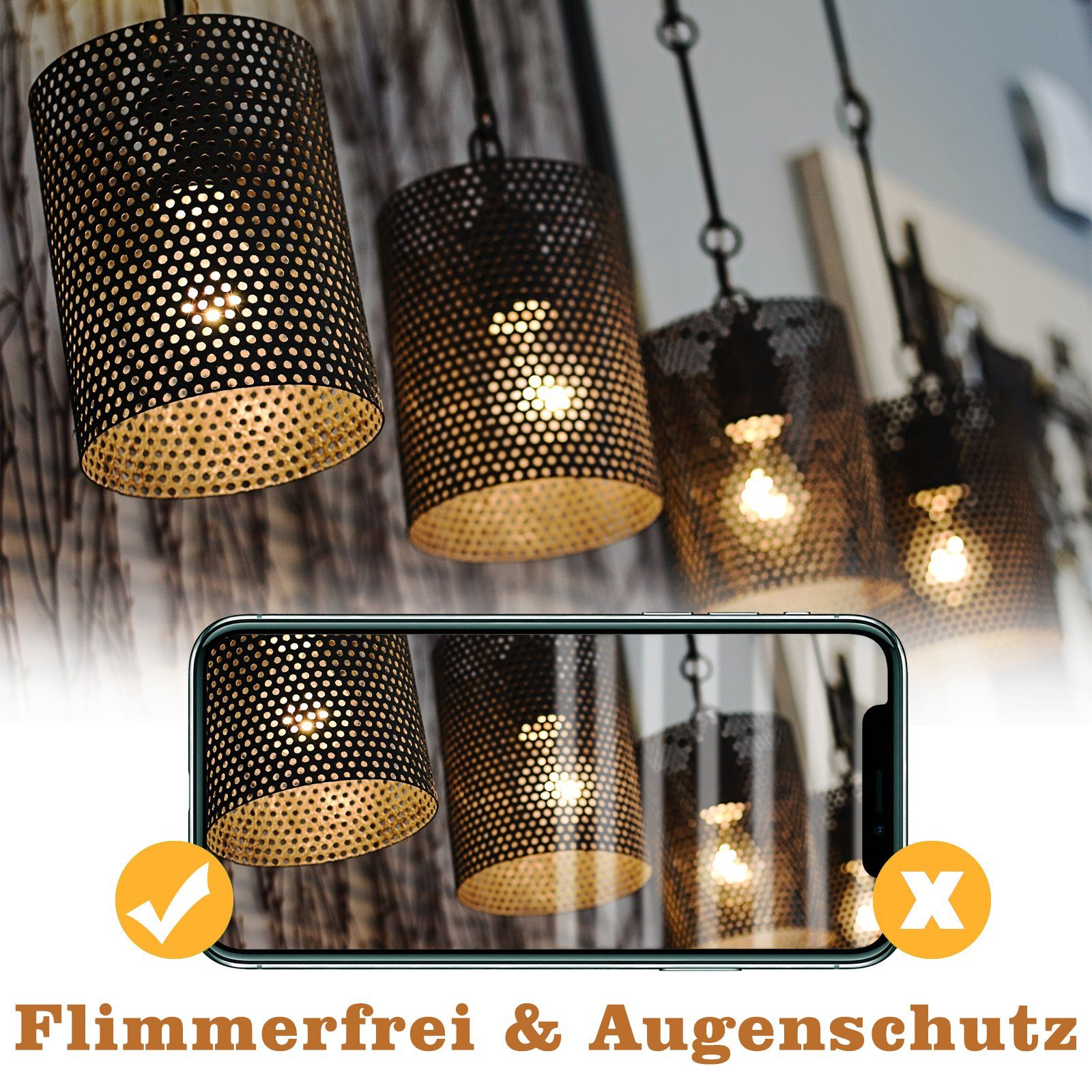 Kilka lamp wiszących z perforowanym wzorem, podświetlonych. Telefon wyświetla podobną konfigurację, oznaczoną jako poprawną.