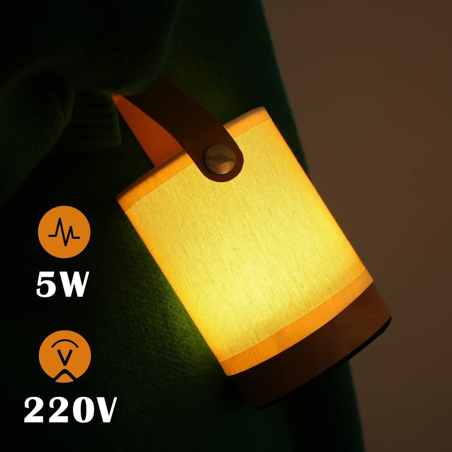 Osoba trzymająca świecącą lampę cylindryczną. Lampa ma 5W, 220V.