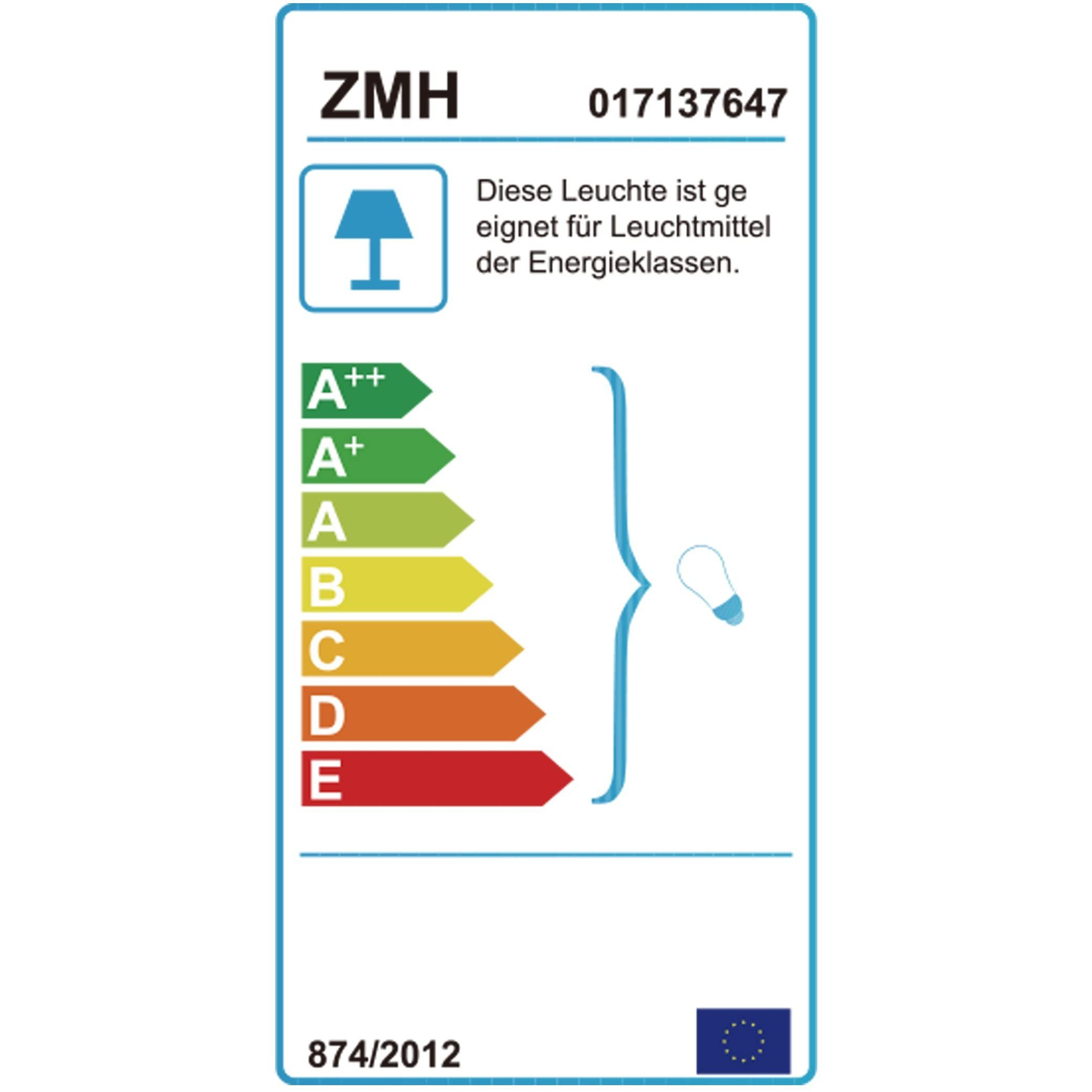Etykieta energetyczna z ocenami od A++ do E, ikoną lampy i tekstem po niemiecku.