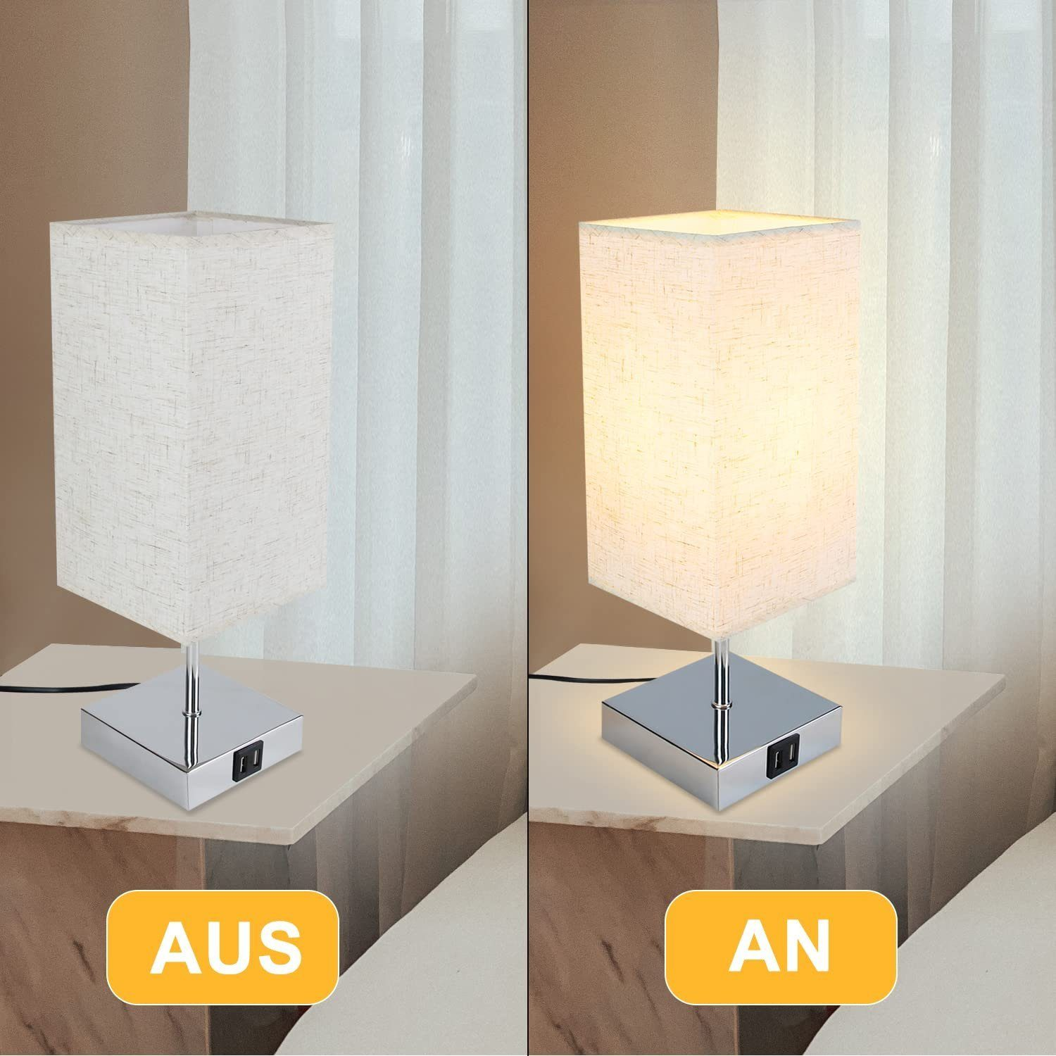 Czarna lampa z czarną podstawą, kablem USB i paskiem kontroli kolorów.