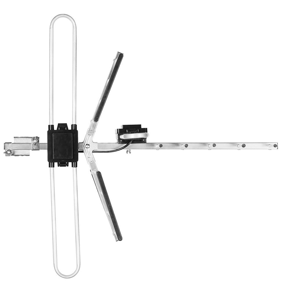 Antena o unikalnym designie zamontowana na słupie. Widok z góry.