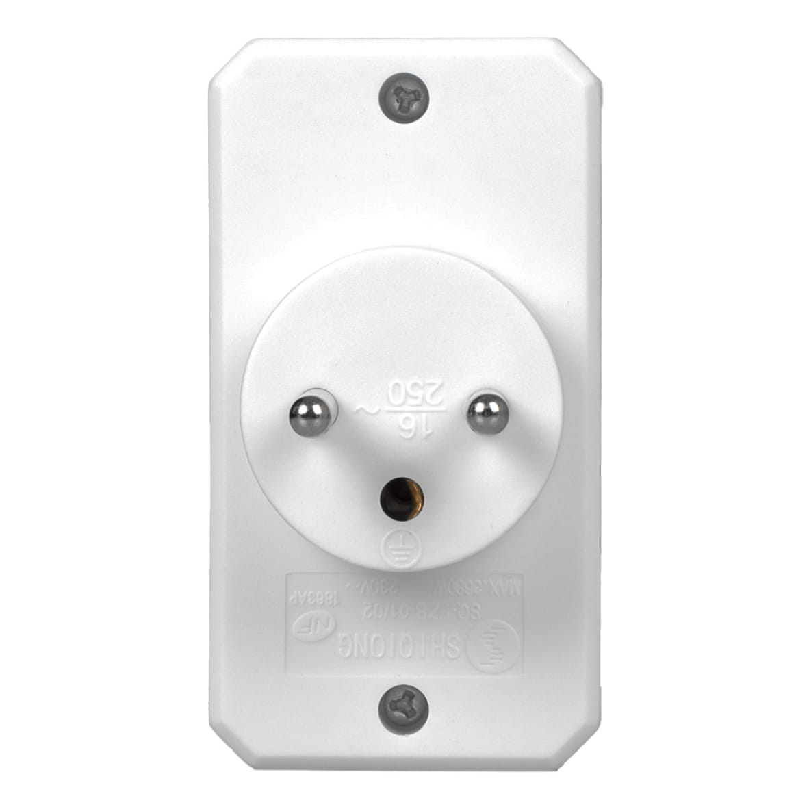 Biały pojedynczy adapter elektryczny z wtyczką. Adapter ma dwa gniazda.