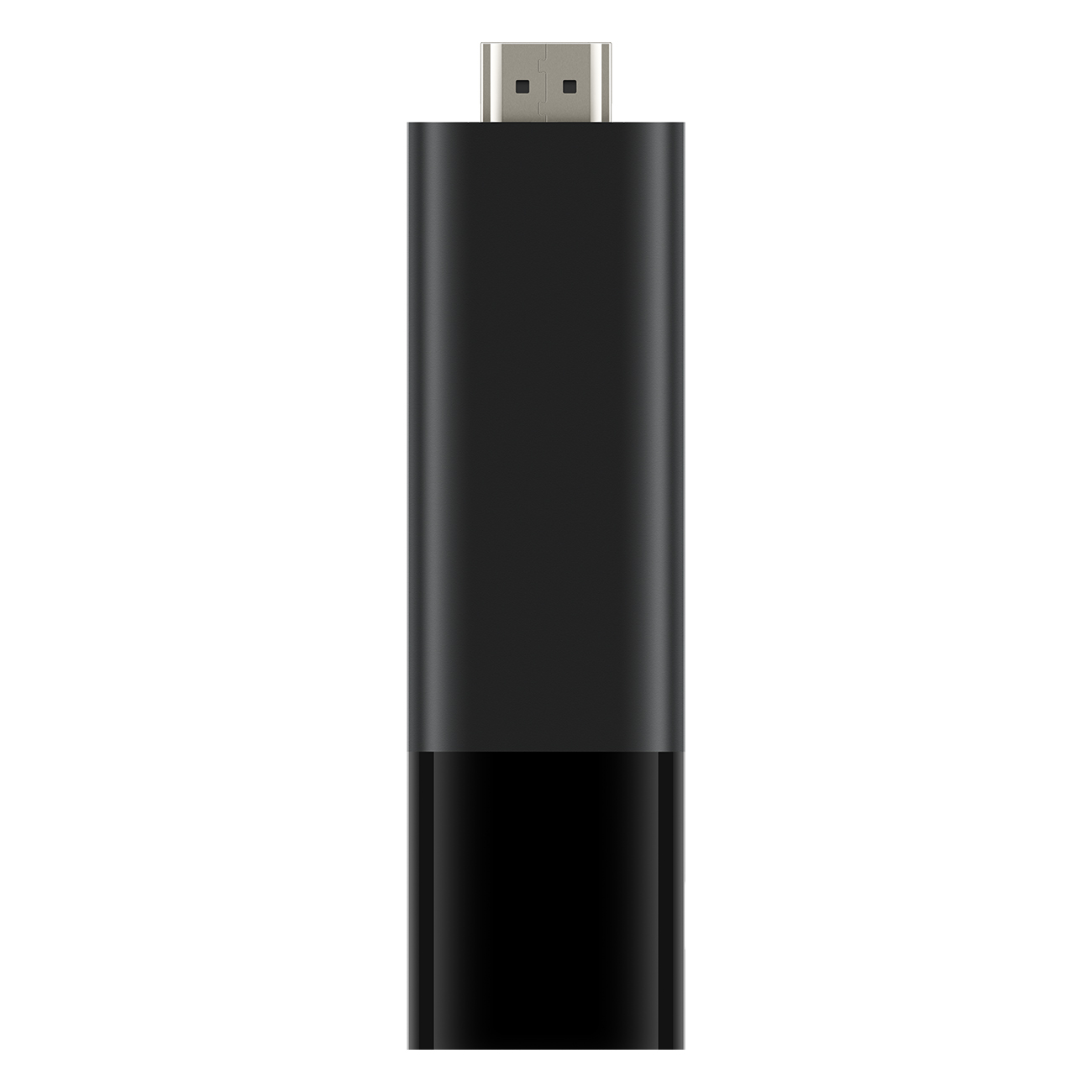 Dispositivo de transmisión rectangular negro con conector HDMI, acabado brillante.