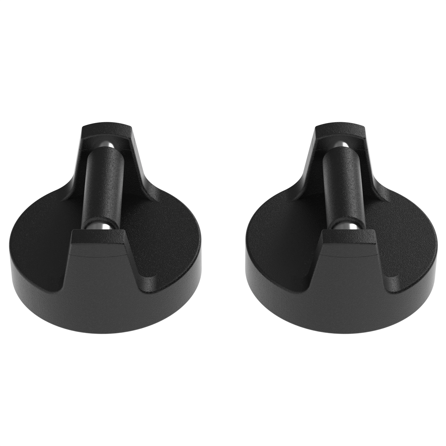 Two black push-up stands on a white background, designed for exercise.