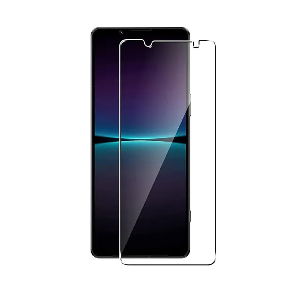 Ein Smartphone mit Displayschutz. Das Telefon ist schwarz, der Schutz ist klar.