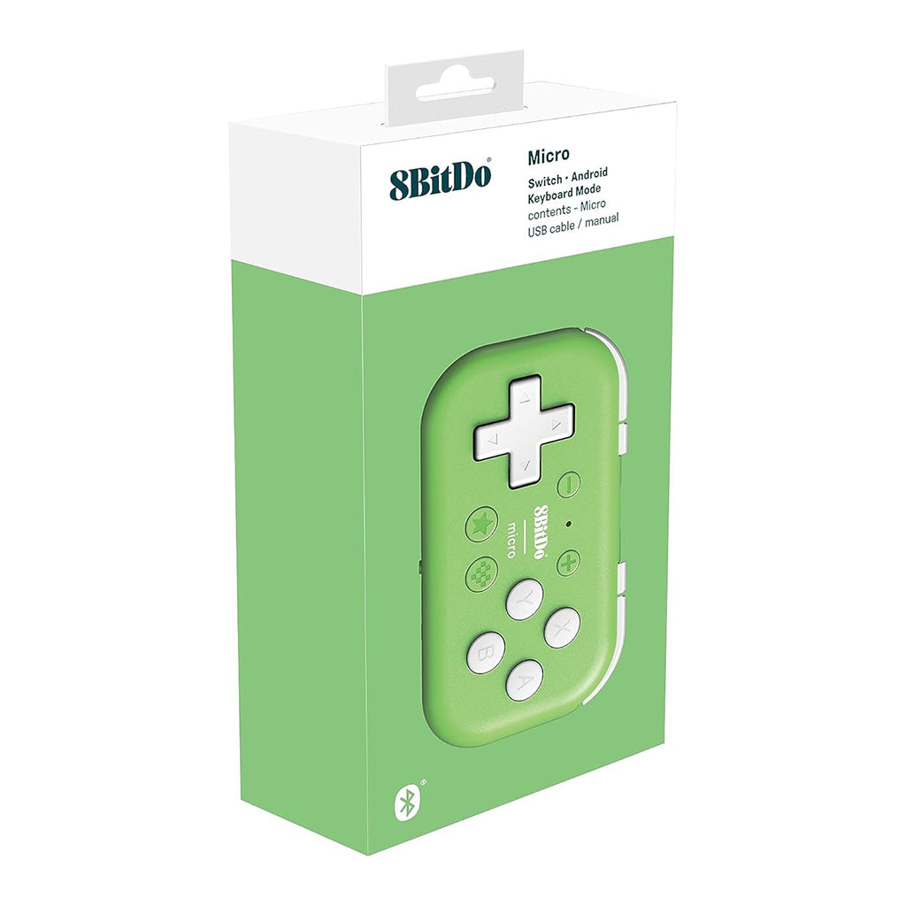 Zielony kontroler w pudełku ze schematem i tekstem, pokazujący produkt.