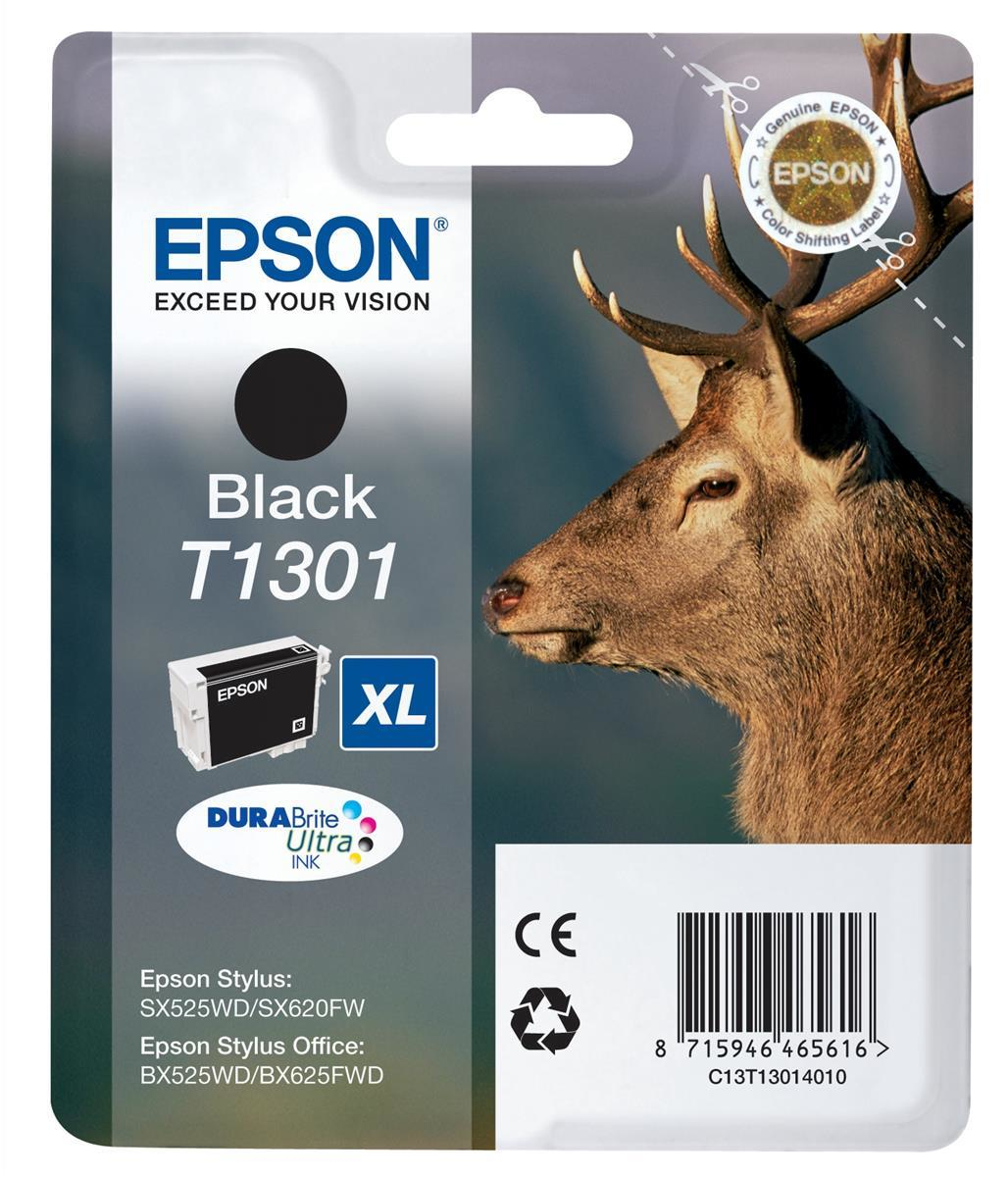 Epson schwarze Tintenpatrone mit Hirschbild. Der Hirsch hat ein großes Geweih.