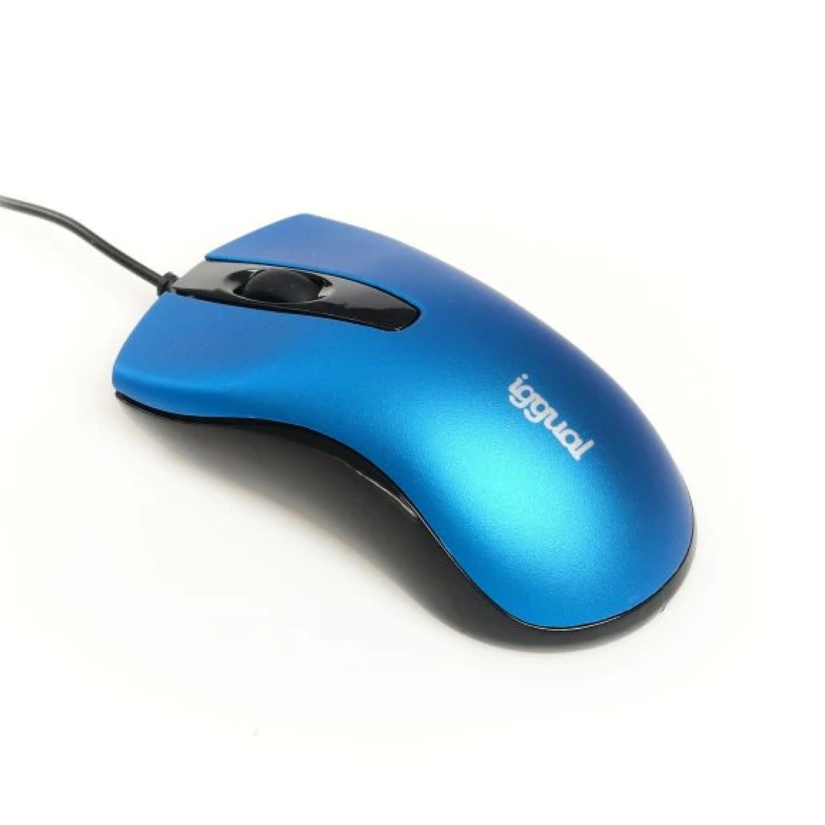 Ratón azul con la marca 'Iggual'.