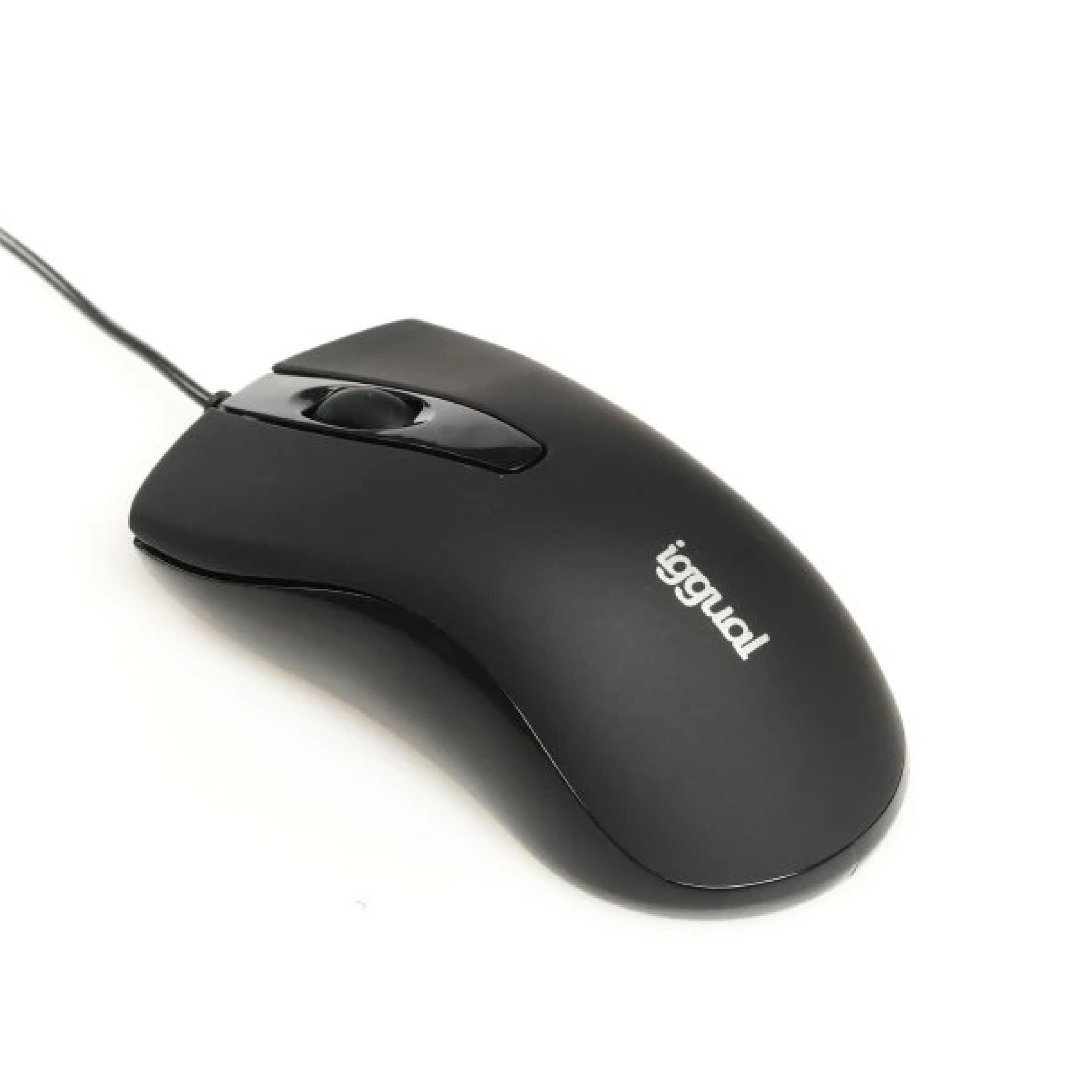 Ratón negro con la marca 'Iggual'.