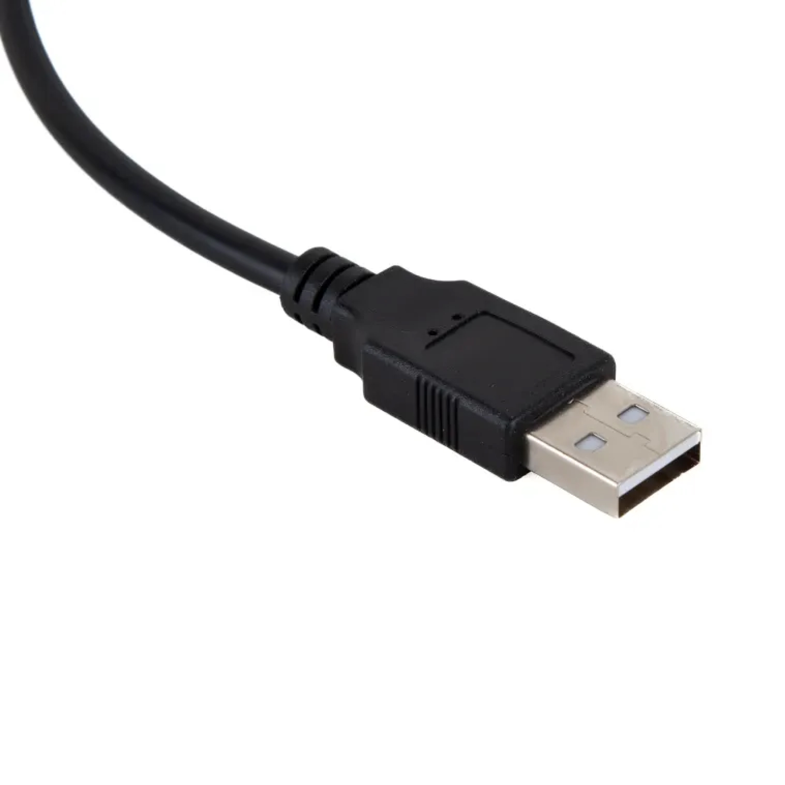 Primo piano di un connettore USB nero.