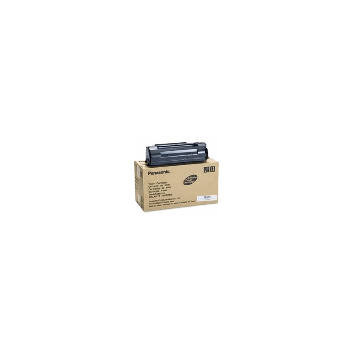Scatola di una cartuccia toner con il marchio 'Panasonic' sopra.