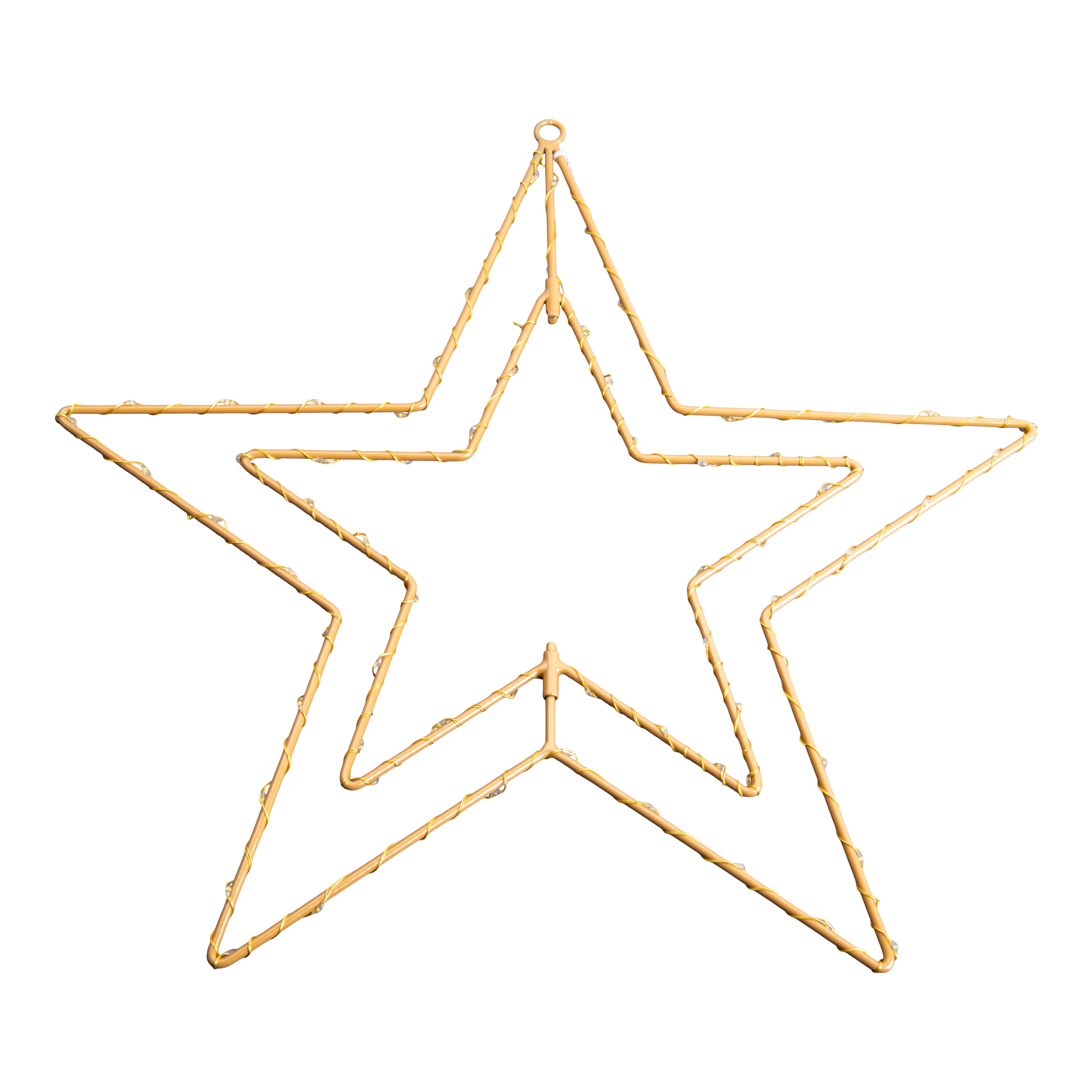Eine sternförmige Dekoration mit goldenem Umriss.