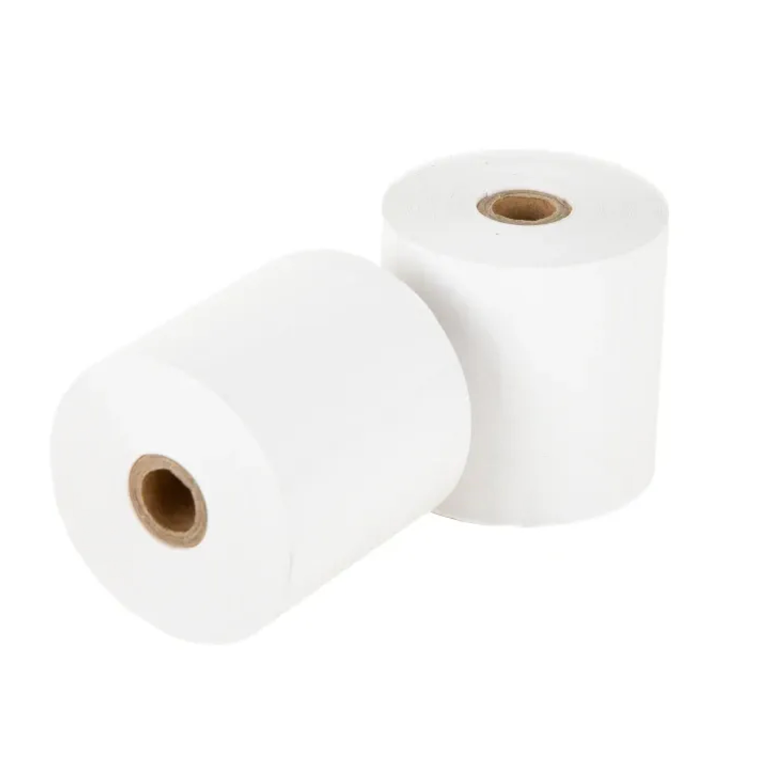 Dos rollos de papel blanco, sobre un fondo blanco. Están colocados en el lado izquierdo del marco.