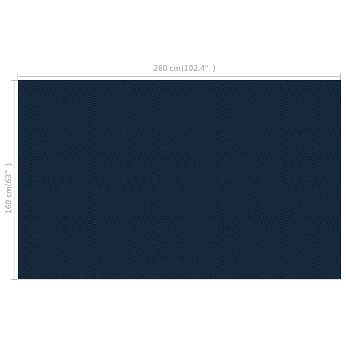 Dunkelblaues Panel mit sich wiederholendem Muster. Abmessungen sind 260cm x 160cm.