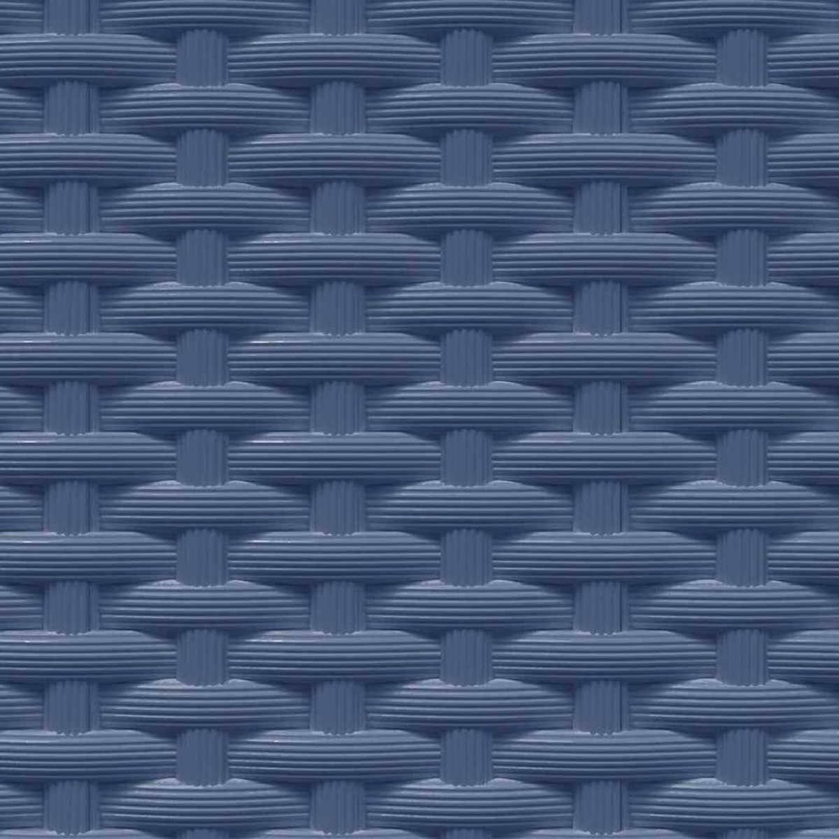 Nahaufnahme von blauem, gewebtem Kunststoff. Das Muster ist ein enges, kreuzweise gewebtes Muster.