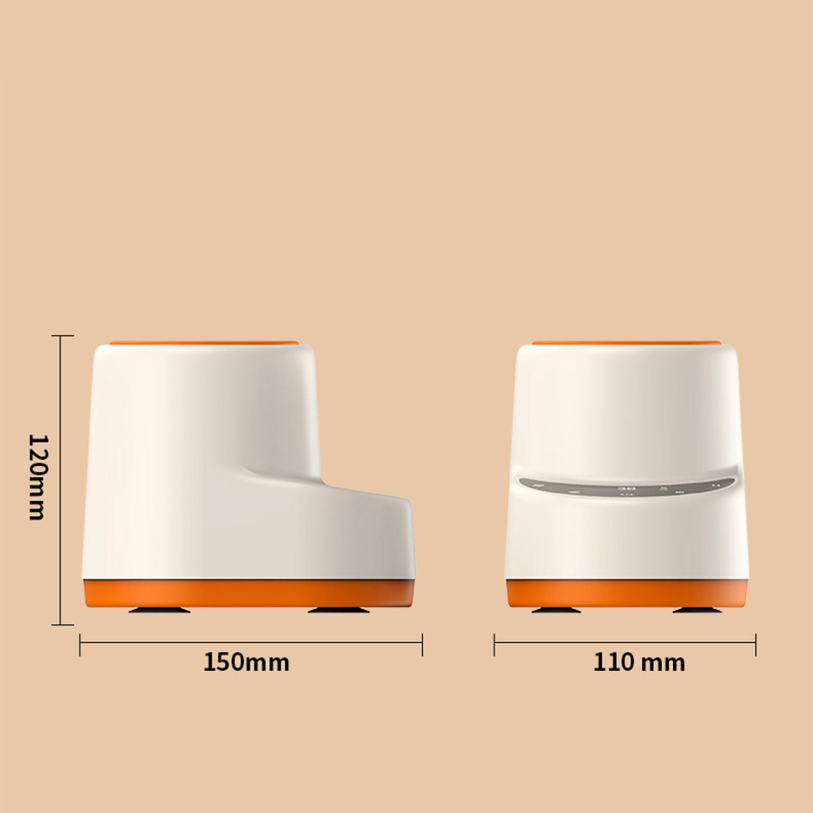 Flaschenwärmer. Weiß und orange, zwei Ansichten. Abmessungen 150 mm x 120 mm und 110 mm x 120 mm.