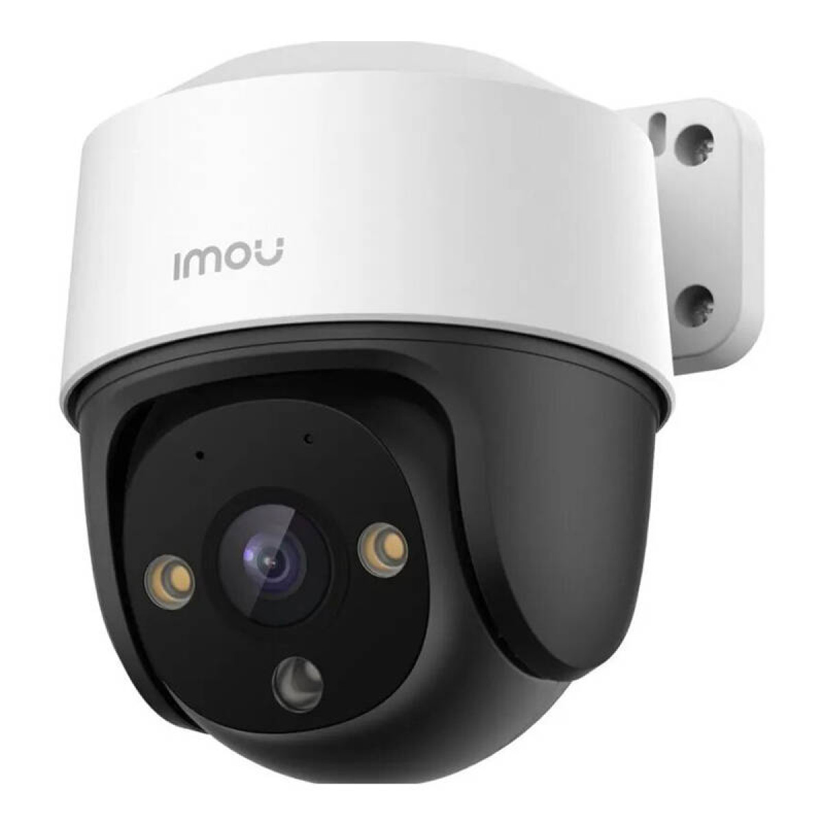 Biało-czarna kamera monitoringu z marką 'imou'.