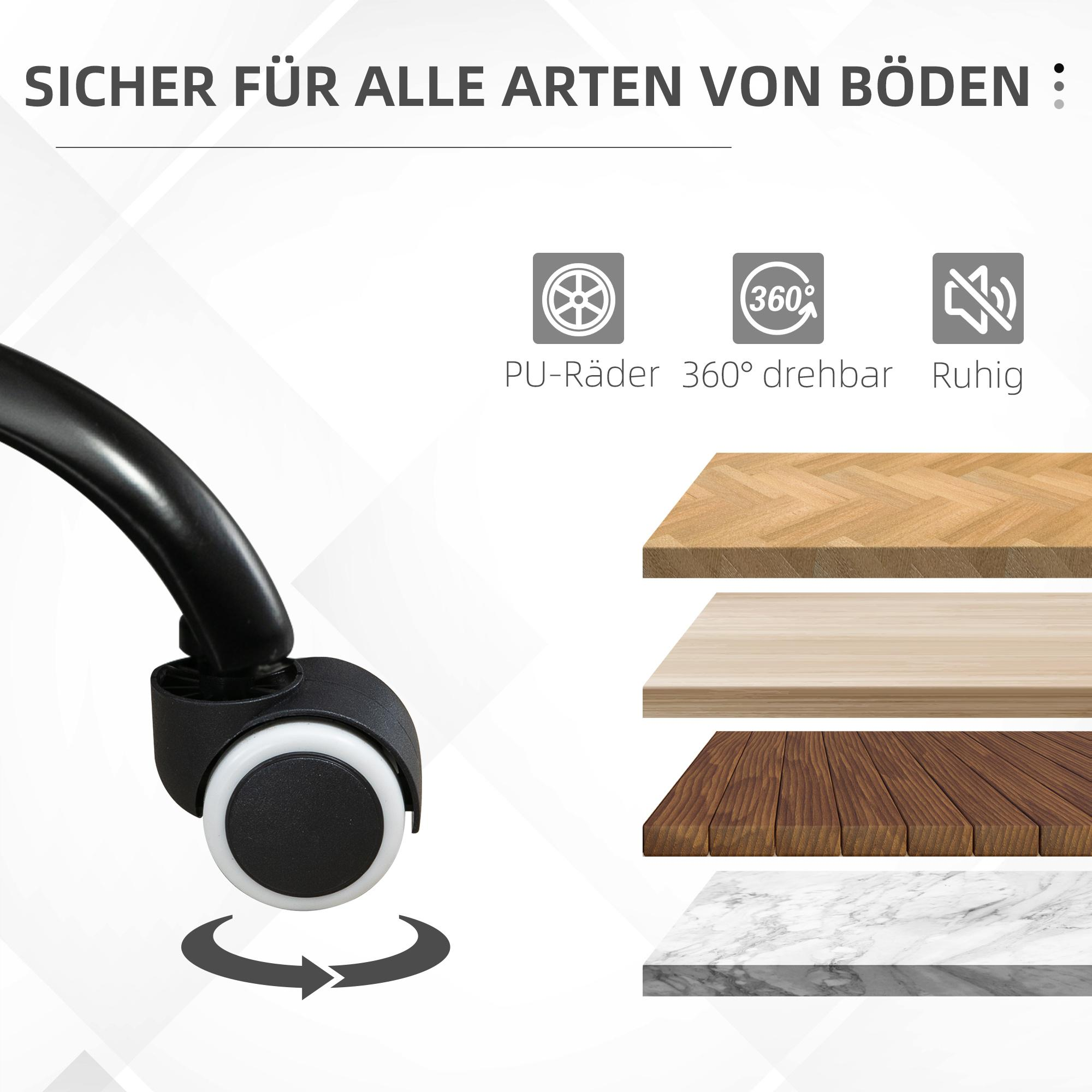 Nahaufnahme eines Stuhlrads auf verschiedenen Oberflächen: Holz, Fliesen und Marmor.