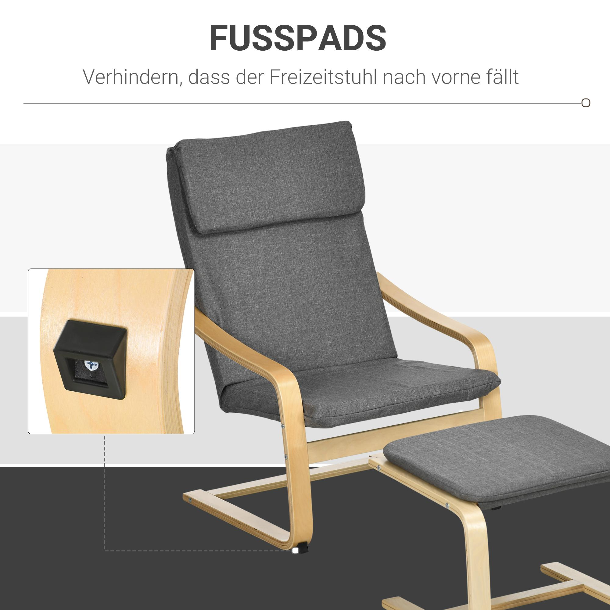 Nahaufnahme des Fußpolsters des Stuhls und des Stuhls mit Text.