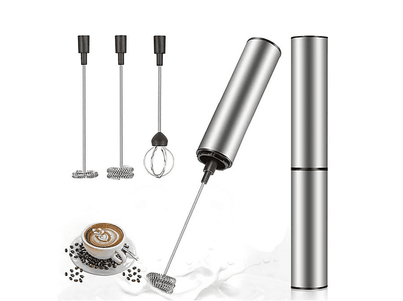 TOVBMUP Milchaufschäumer, Mini, Handgerät, Stabmixer Silber (5 Volt)