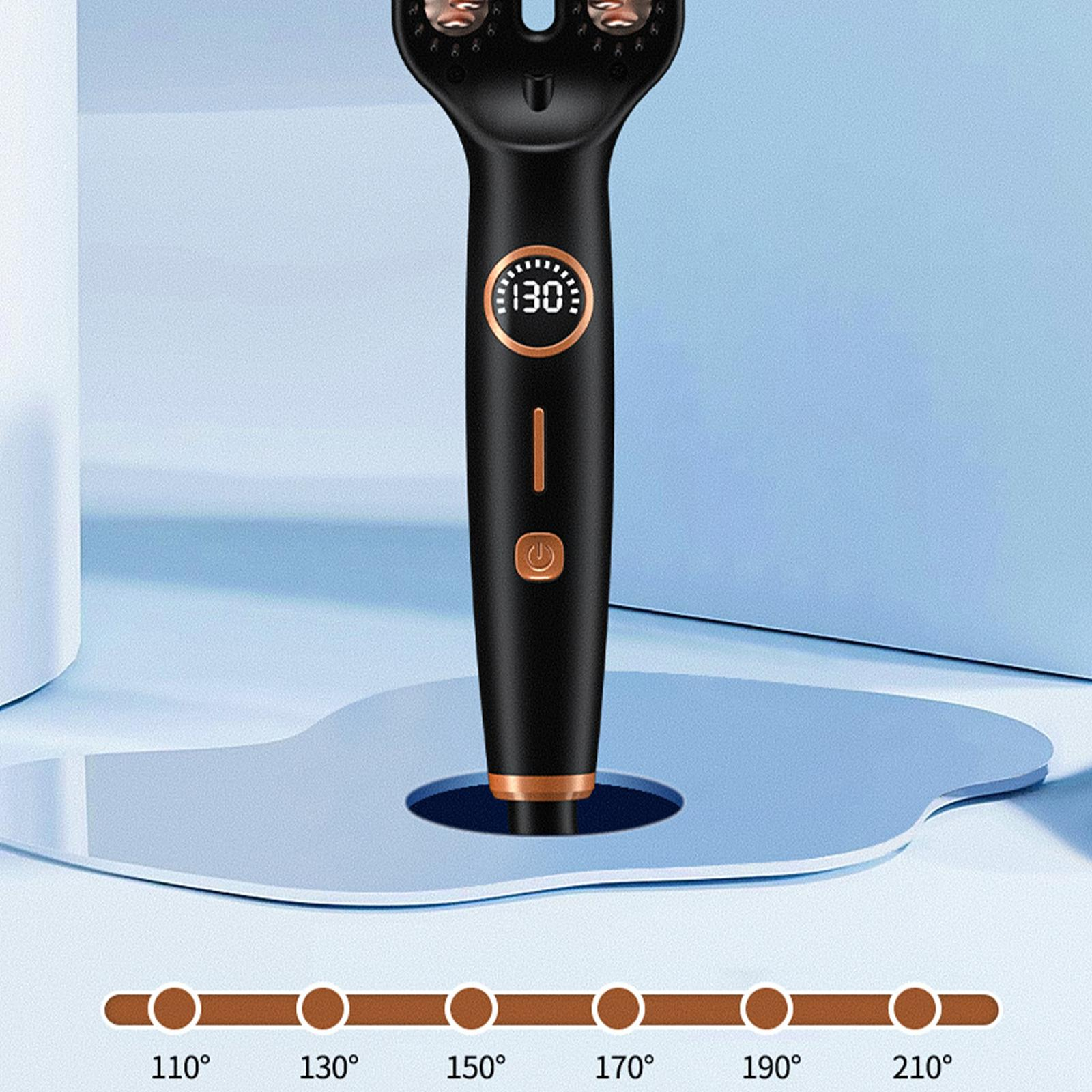 Ein schwarzes Haarstyling-Werkzeug mit digitaler Anzeige der Temperatureinstellungen.