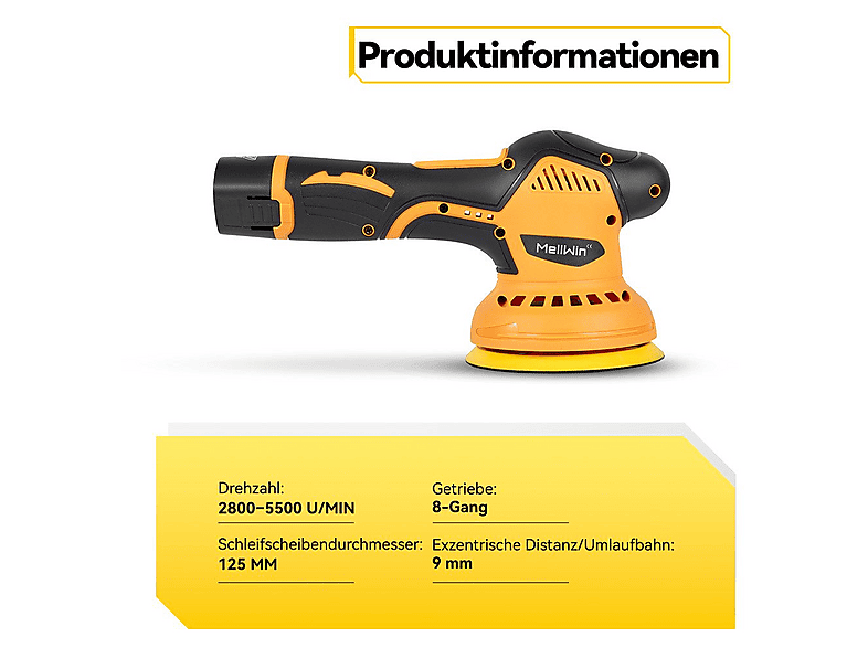 Akku-Poliermaschine – 2x 3000 MAh, 6 Geschwindigkeiten, 750–6800 U/min, Inkl. 28 Zubehörteile