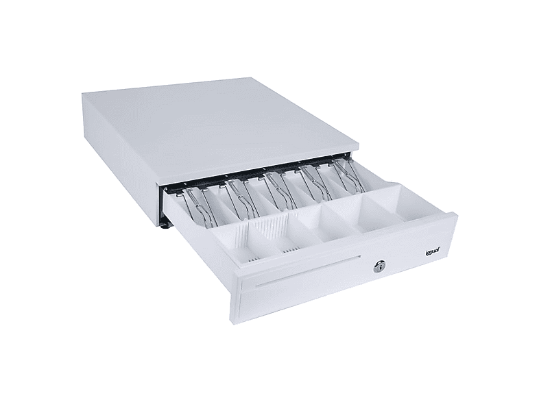 Cassetto Portamonete Iggual IRON-30PW Bianco Puro, 5+5 Scomparti, Acciaio, Apertura Manuale O Automatica RJ11