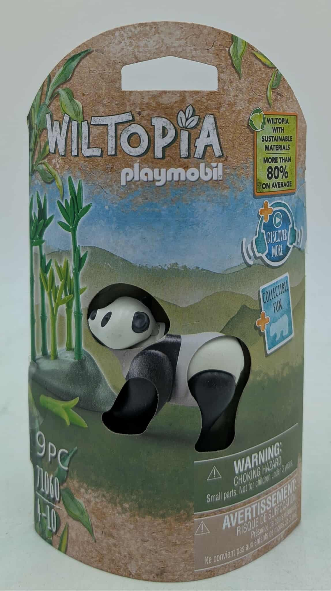 Zabawka panda Playmobil Wiltopia w opakowaniu, z logo Playmobil i szczegółami.