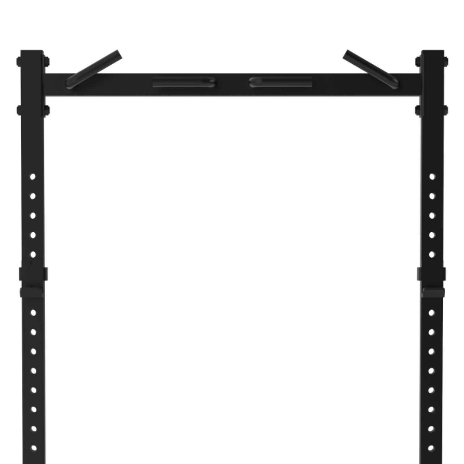Cadre de barre de traction noir sur fond blanc. Barres verticales avec trous, barres horizontales et inclinées.