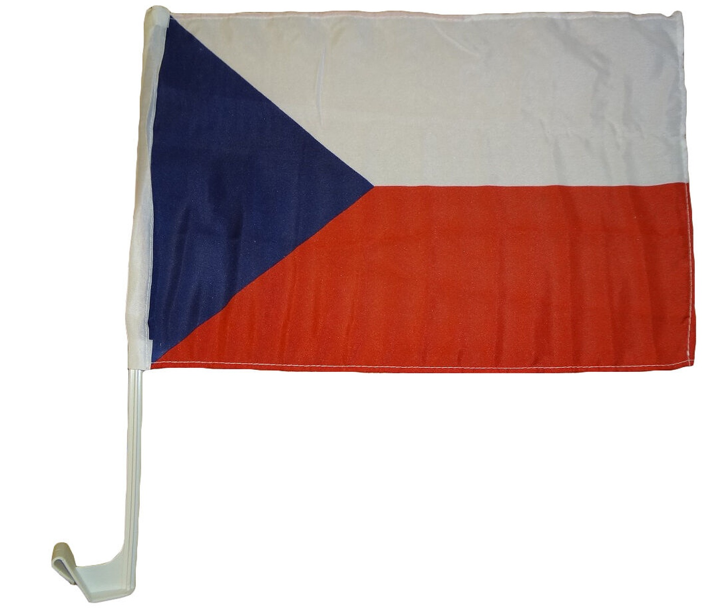 Flagge der Tschechischen Republik. Sie hat ein blaues Dreieck und weiße und rote Streifen.