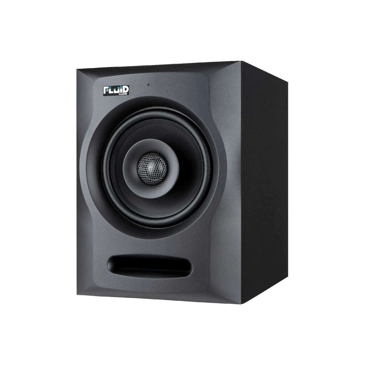 Un altoparlante monitor da studio nero con il logo Fluid Audio.