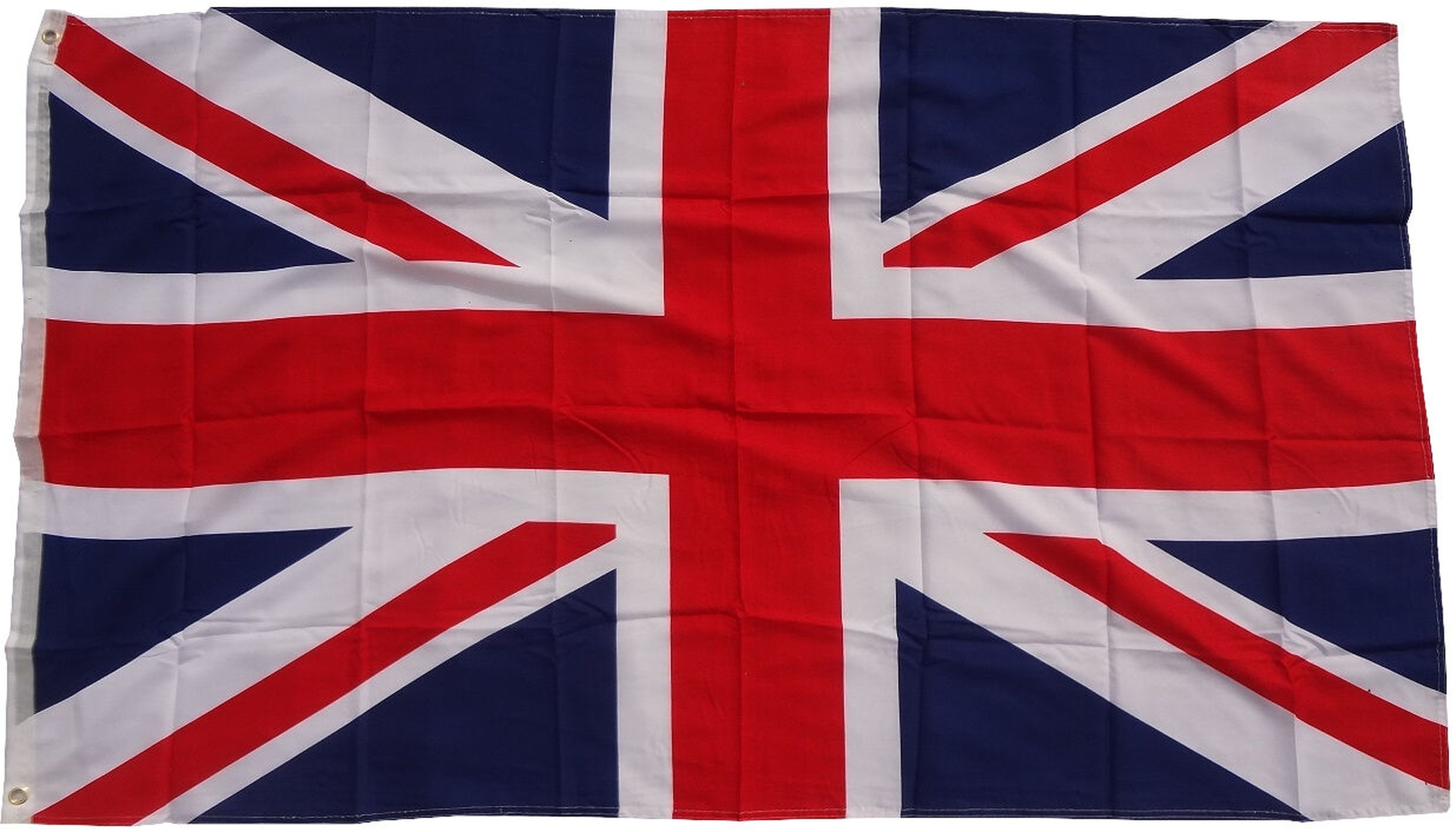 Die Flagge des Vereinigten Königreichs, mit blauem, roten und weißen Design.